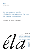 Études de linguistique appliquée, no 166